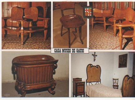 Postal E01568: Imágenes Casa Museo Gaudí, Barcelona