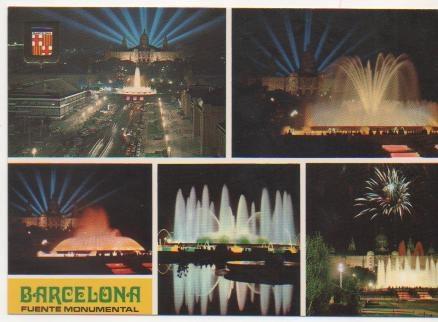 Postal E01569: imágenes Fuentes luminosas de Montjuic, Barcelona