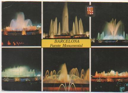Postal E01574: Fuentes de Montjuic, Barcelona