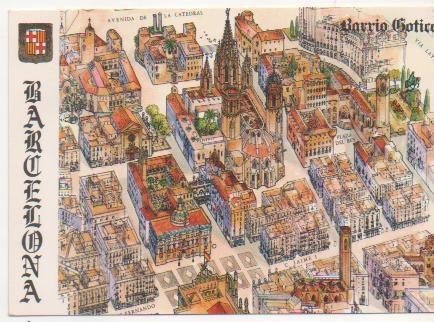 Postal E01582: Barrio Gótico de Barcelona
