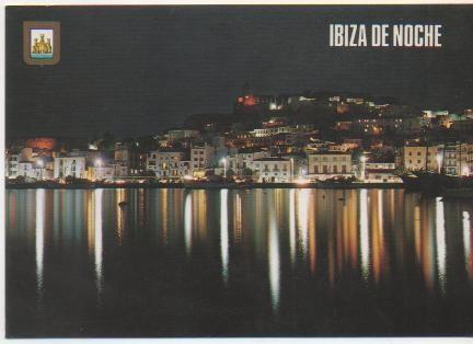 Postal E01916: Vista nocturna de Ibiza