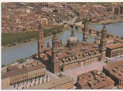 Postal E01988: Basilica del Pilar y  río Ebro