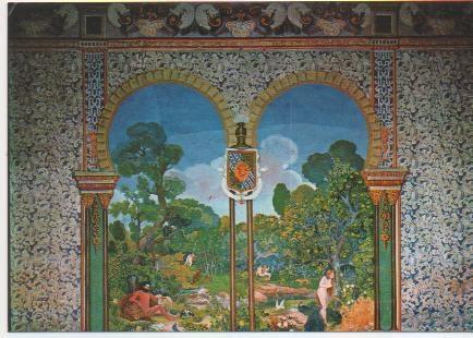 Postal E01993: Mural del Salón Artesonado, Sant Miquel del Fai, Barcelona