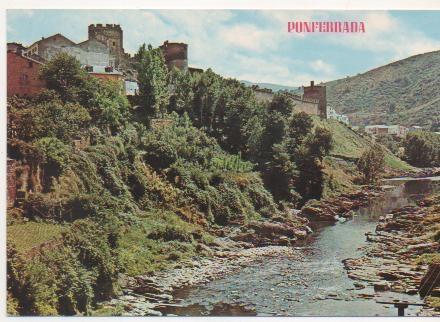 Postal E01967: Castillo y Río Sil, Ponferrada