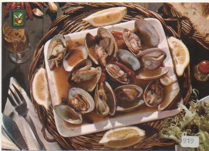Postal E01780: Platos tipicos, Almejas a la marinera