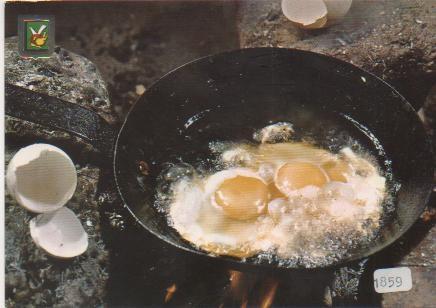 Postal E01779: Platos tipicos. Huevos fritos