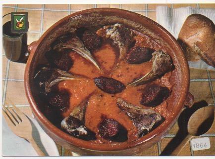 Postal E01781: Platos tipicos, Costillas a la navarresa