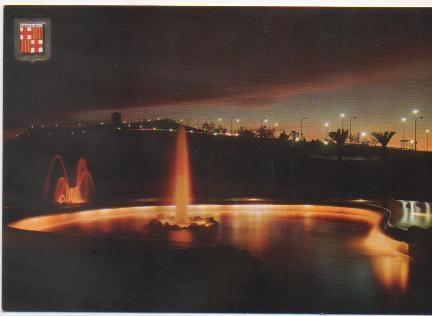 Postal E01501: Fuente y castillo de Montjuic, Barcelona