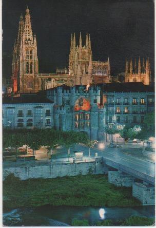 Postal E01148: Puerta Santa María y Catedra, Burgos