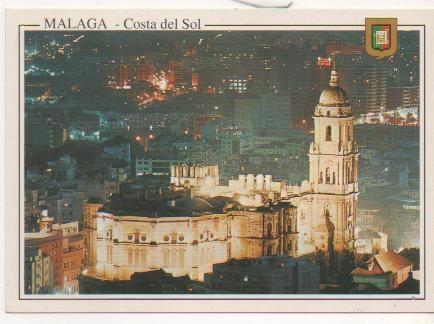 Postal E01222: Catedral iluminada ,Málaga