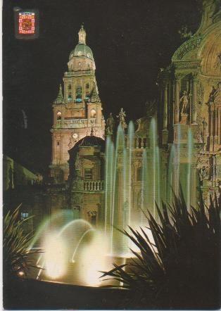 Postal E01038: Fuente,y Catedral, Murcia