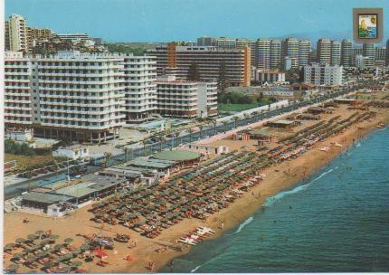 Postal E01261: El Bajondillo, Playa y paseo maritimo, Torremolinos