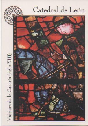 Postal E01366: Vidriera de la Cacería Siglo XIII, Catedral de León