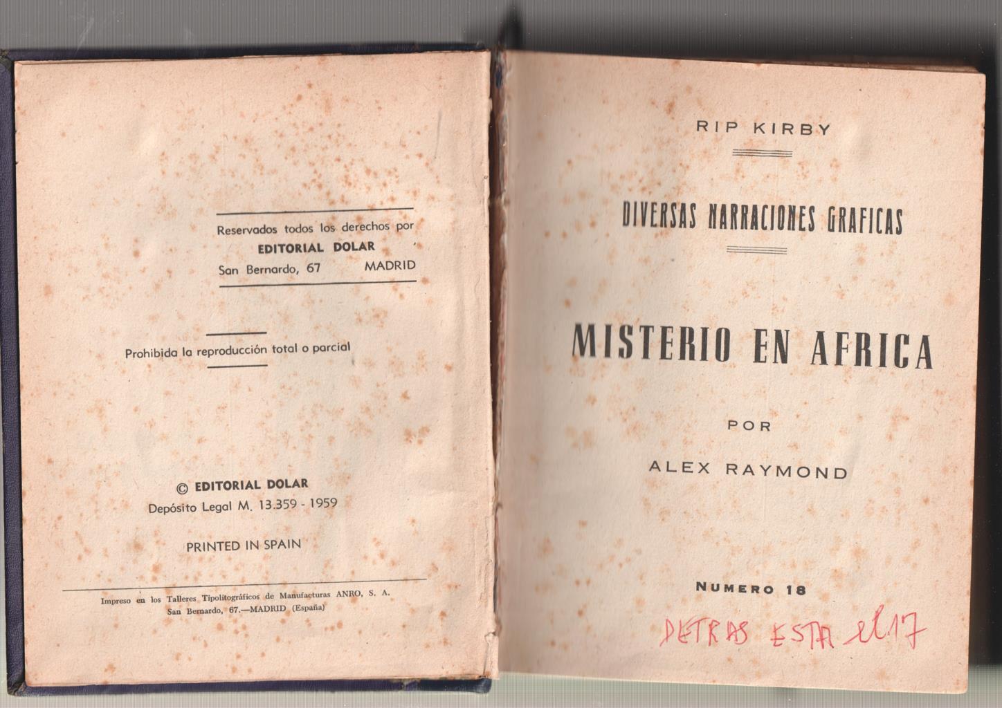 Rip Kirby serie azul tomo numerado lomo III 1960: con los numeros 17 al 24