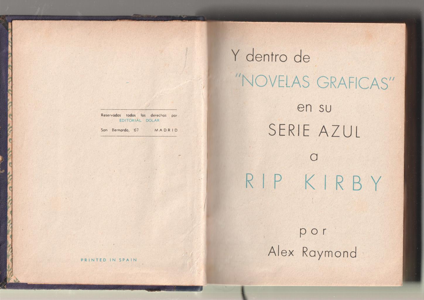 Rip Kirby serie azul tomo numerado lomo I 1960: con los numeros 1 al 8