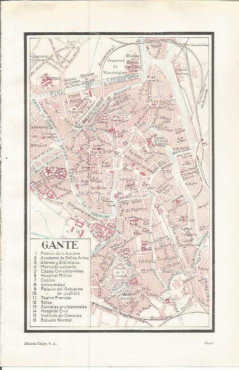 LAMINA ESPASA 37529: Plano de Gante, Belgica