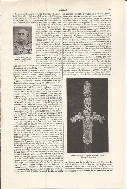 LAMINA ESPASA 37543: Espada del general Garcia de Polavieja