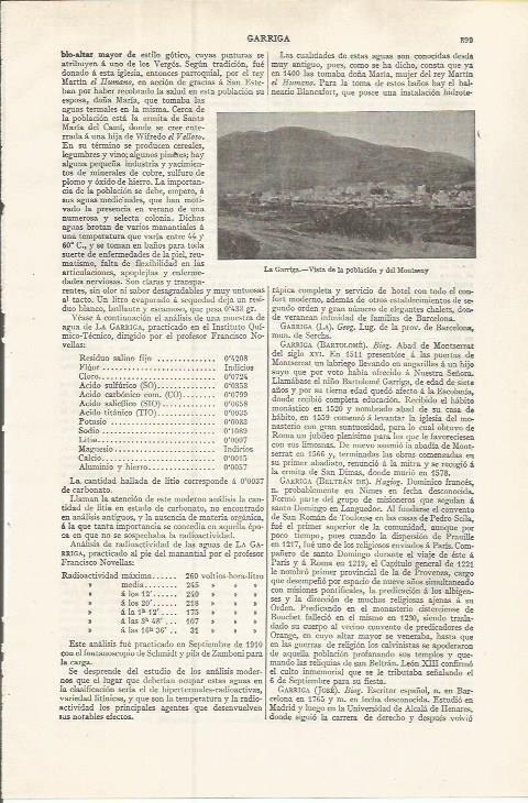 LAMINA ESPASA 37565: Vista de La Garriga, Barcelona