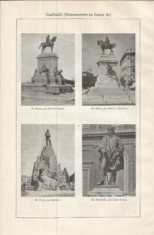 LAMINA ESPASA 37560: Monumentos en honor de Garibaldi