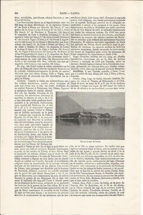 LAMINA ESPASA 37553: Isla en el lago de Garda