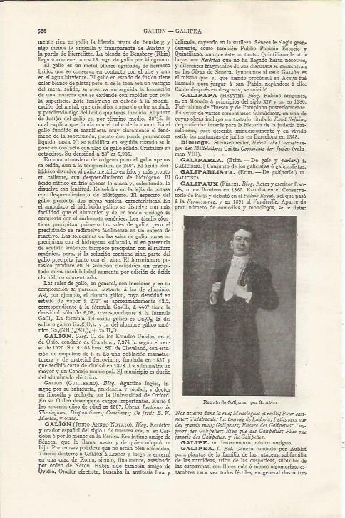 LAMINA ESPASA 37484: Retrato de Galipaux, por G. Alaux