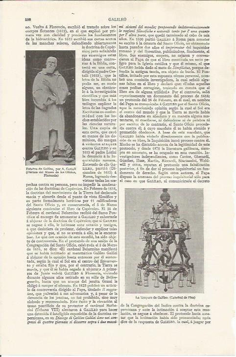 LAMINA ESPASA 37481: Estatua de Galileo en Florencia