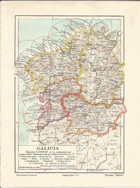 LAMINA ESPASA 37476: Mapa de Galicia