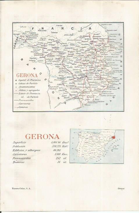 LAMINA ESPASA 37642: Mapa de la provincia de Girona