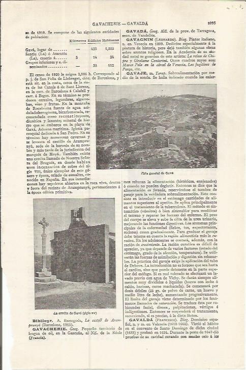LAMINA ESPASA 37590: Vista y ermita de Gava, Barcelona