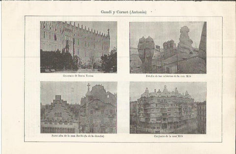 LAMINA ESPASA 37587: Convento de Santa Teresa y Casa Mila, por Gaudi