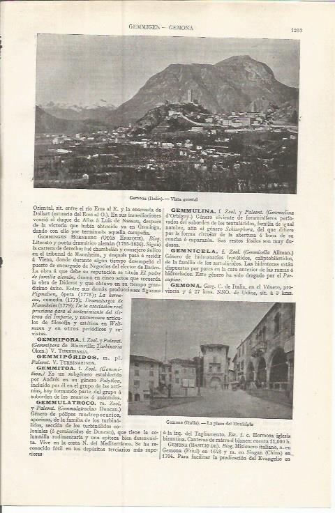 LAMINA ESPASA 37609: Vista y plaza de Gemona, Italia