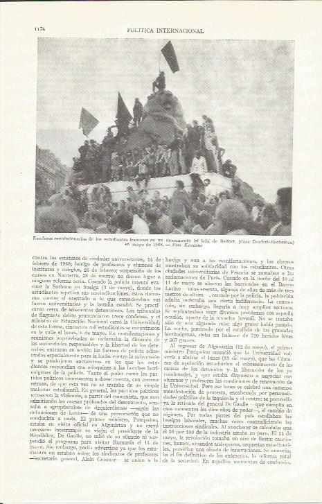 LAMINA ESPASA 37347: Manifestacion de estudiantes en Paris en mayo del 68