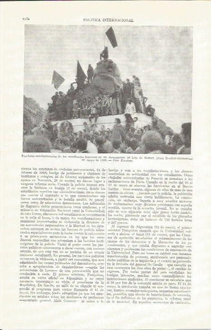 LAMINA ESPASA 37347: Manifestacion de estudiantes en Paris en mayo del 68