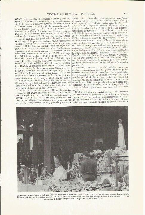 LAMINA ESPASA 37310: Pablo VI en Fatima