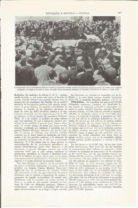 LAMINA ESPASA 37308: Funeral de Manuel Prado y Ugarteche en Lima