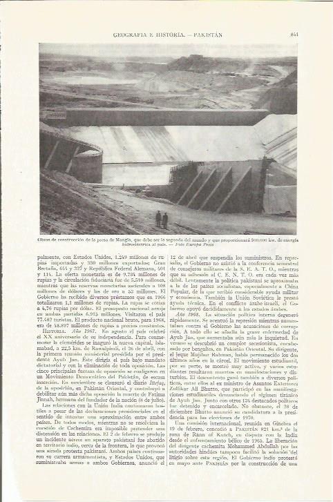 LAMINA ESPASA 37305: Construccion de la presa de Mangia en Pakistan