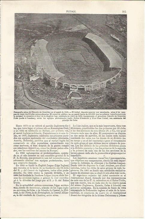 LAMINA ESPASA 37426: Estadio de Wembley en 1922