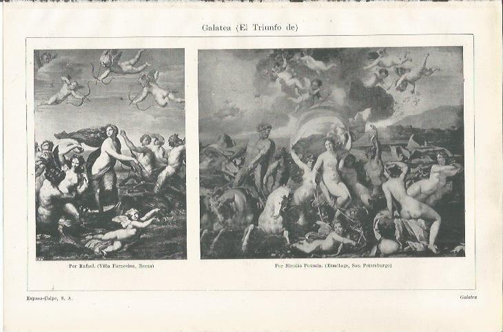 LAMINA ESPASA 37462: El triunfo de Galatea por Rafael y por Poussin