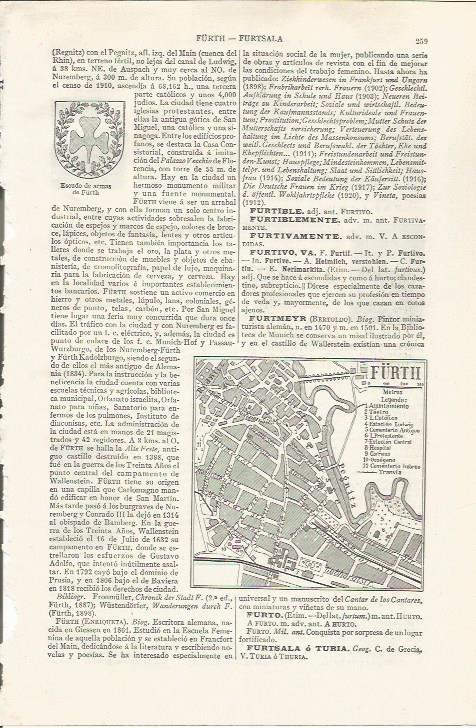 LAMINA ESPASA 37413: Plano de Furth, Alemania