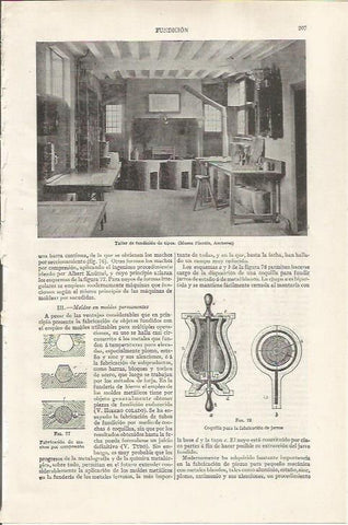 LAMINA ESPASA 37400: Taller de fundicion en el Museo de Amberes