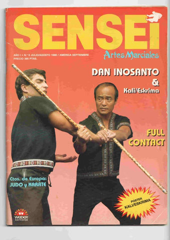 Revista: Sensei año I num 6 Julio/agosto 1988. Artes Marciales - Incluye poster Kali / Eskrima, Historia del Wing Chun Kung Fu