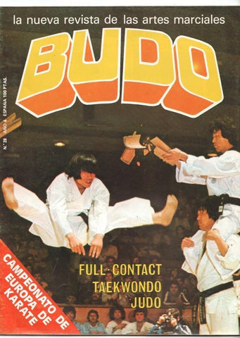 Revista: Budo num 28 año 4 (1980), la nueva revista de las artes marciales - Portada: Maestro Chung (realizando modembel) Apchagui con rompimiento), II Trofeo Intertacional San Isidro