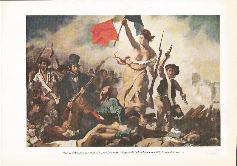 LAMINA 26144: La libertad guiando al pueblo, por Delacroix