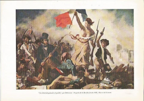 LAMINA 26144: La libertad guiando al pueblo, por Delacroix