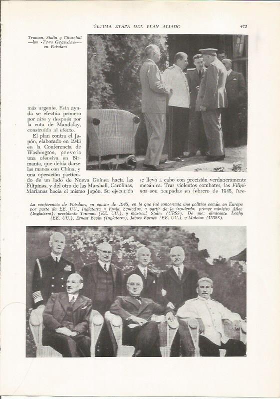 LAMINA 26229: Truman, Stalin y Churchill en Potsdam y foto de la Conferencia de Potsdam