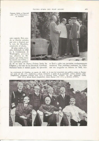 LAMINA 26229: Truman, Stalin y Churchill en Potsdam y foto de la Conferencia de Potsdam