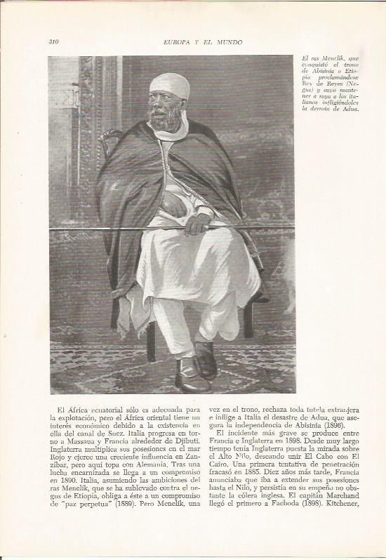 LAMINA 26157: El ras Menelik de Abisinia