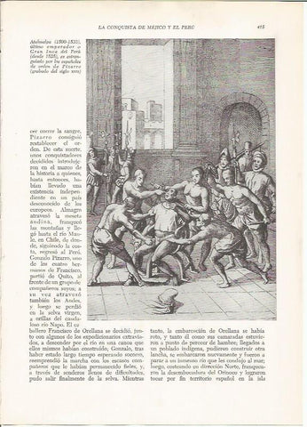 LAMINA 26005: Atahualpa estrangulado por orden de Pizarro