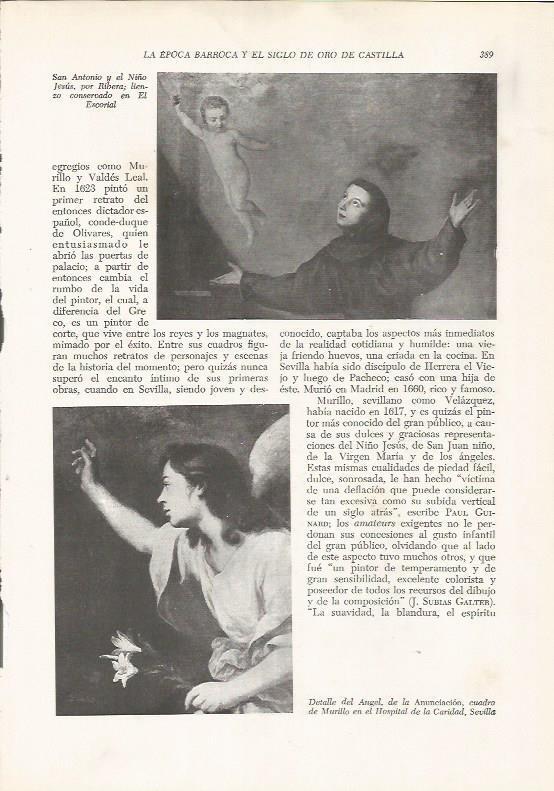 LAMINA 25995: San Antonio y el Niño, por Ribera y Detalle de la Anunciacion de Murillo