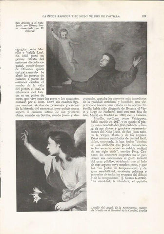 LAMINA 25995: San Antonio y el Niño, por Ribera y Detalle de la Anunciacion de Murillo